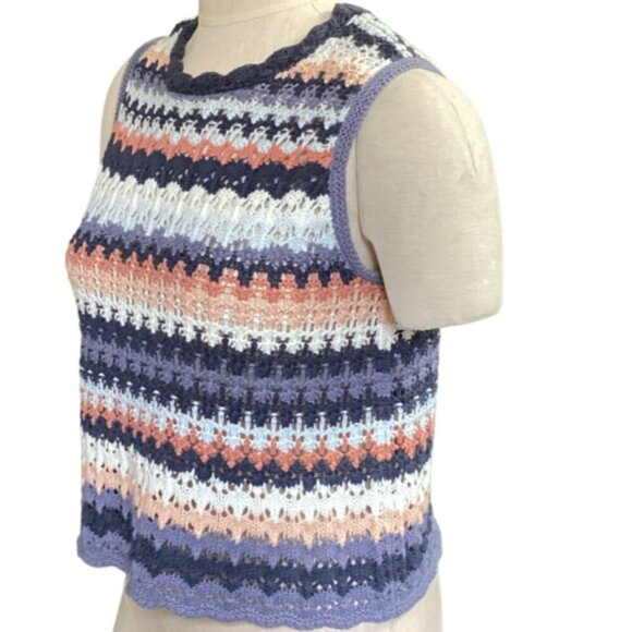 Universal Thread Cropped Sleeveless Crochet Knit Tank Top Sz M 166C - Picture 3 of 8